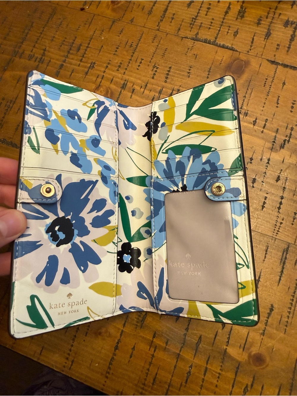 EUC Kate Spade Floral Wallet in Blue, Green & Yellow